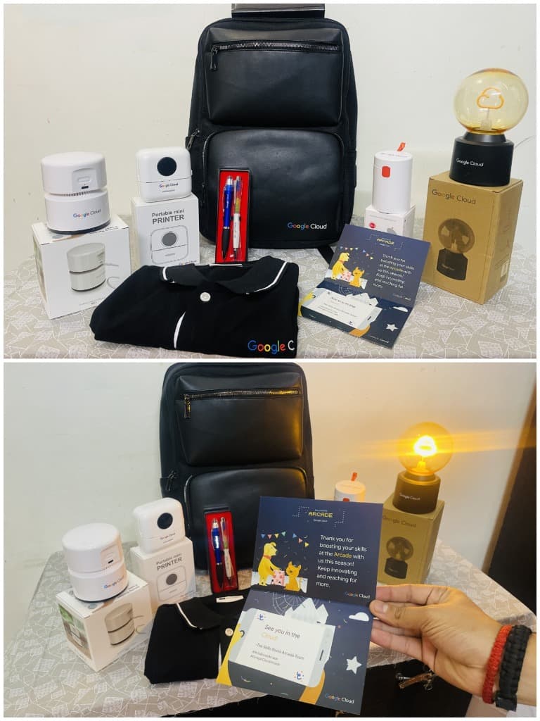 Premium organizer bag, print devices, and merchandise earned.