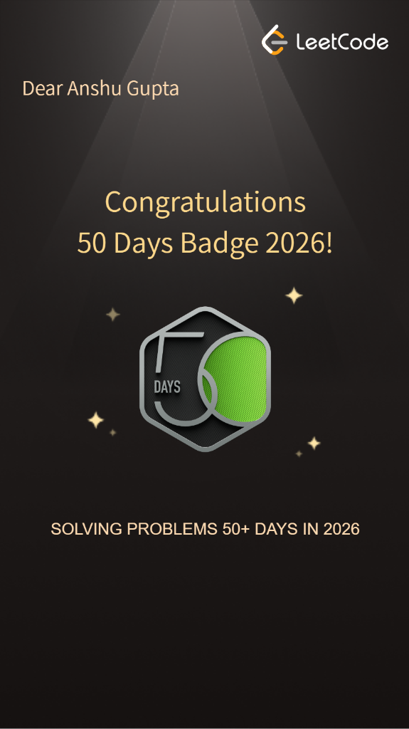 LeetCode 50-Days Badge 2026