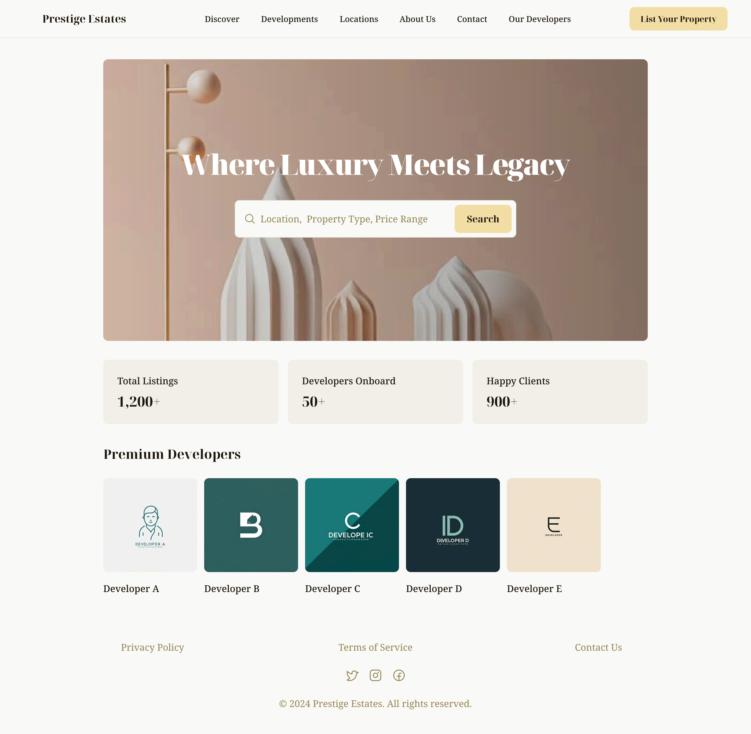 Prestige Estates Luxury UI